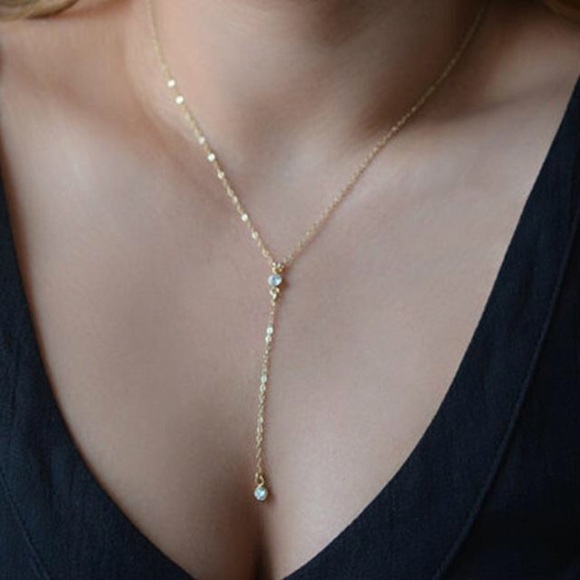 Romantic CZ Drop Lariat Y Necklace - Picture 2 of 7